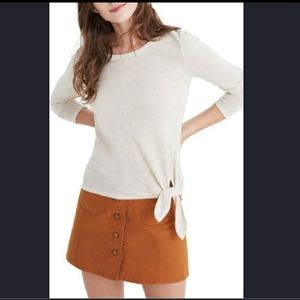 Madewell soundcheck side tie linen blend‎ top cream wheat color size small